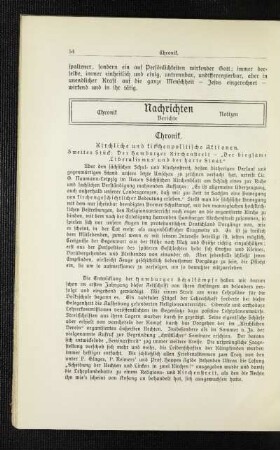 Chronik : kirchliche und kirchenpolitische Aktionen ; zweites Stück ; [Fortsetzung]