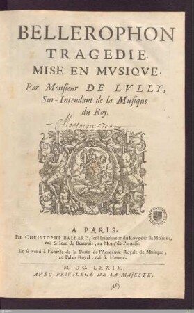 Bellerophon : Tragedie. Mise En Mvsiqve