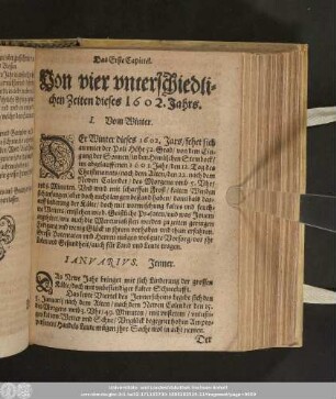 Das Erste Capittel. Von vier unterschiedlichen Zeiten dieses 1602. Jahrs.