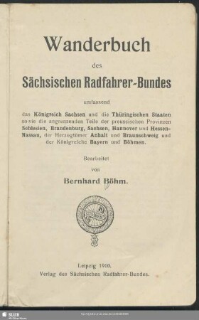Wanderbuch des Sächsischen Radfahrer-Bundes