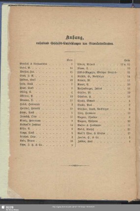 Anhang, enthaltend Geschäfts-Empfehlungen von Gewerbetreibenden