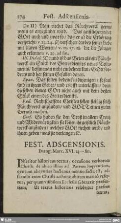 Fest. Adscensionis. Evang. Marc. XVI. 14-fin.