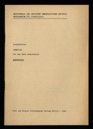 1968: Aufbaukurs