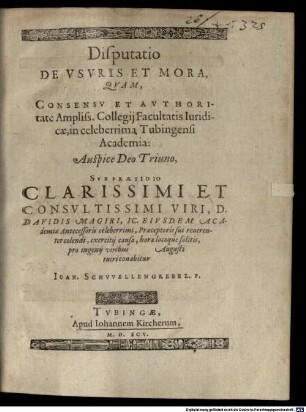 Disp. de usuris et mora