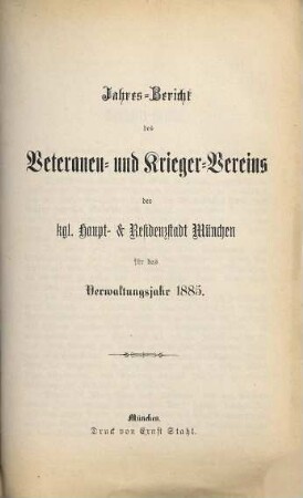 Jahresbericht : für das Vereinsjahr .... 1885 (1886)