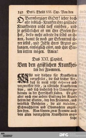 Das XXI. Capitel. Von den geistlichen Krankheiten der Frommen.