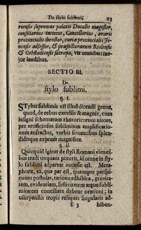 Sectio III. De stylo sublimi