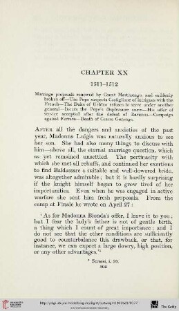 Chapter XX: 1511-1512