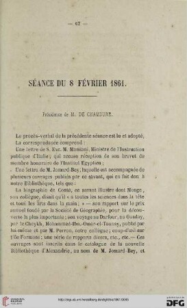 Séance du 8 février 1861