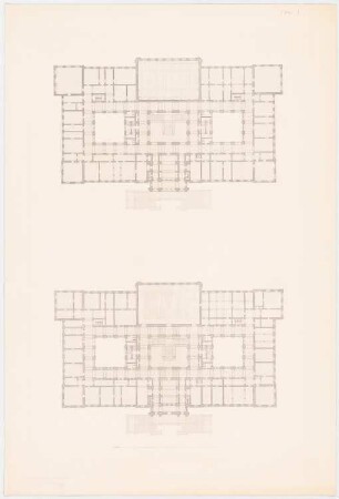 Werke der höheren Baukunst, Darmstadt 1858. Rathaus, Hamburg: 2 Grundrisse
