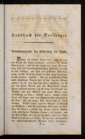 3-22, Ermahnungsrede bey Ertheilung der Taufe. - Ermahnungsrede bey der Kommunion.