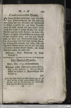 Ehe-Viertel-Stunde, den 6. Dec. 1745. in Herrnhaag