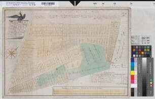 Preußisch Oldendorf (Preußisch Oldendorf) Teilung der Niedernheide zwischen Oldendorf, Offelten, Engershausen und Harlinghausen 1794 80 rh. Ruten = 18,5 cm 44,5 x 64,5 kol. Zeichnung Johann Hermann Siekendiek Adlervignette Spez.Verz. Markenkarten IX Nr. 35