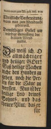 Christliche Vorbereitung, wann man zum Abendmahl gehen will