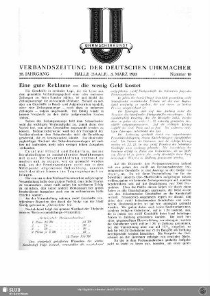 Eine gute Reklame - die wenig Geld kostet