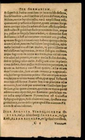 Iter Augusta Vindelicorum Owar, vulgo Altenburg: Iaueram, vulgo Raab, Albam Regalem, vulgo Stulweissenb.