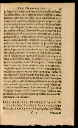 Iter Augusta Vindelicorum Owar, vulgo Altenburg: Iaueram, vulgo Raab, Albam Regalem, vulgo Stulweissenb.