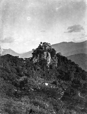 Felsen : Ein Felsen auf einem bewaldeten Bergkamm bei Bumbuli.
