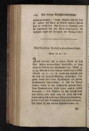 Am fünften Epiphaniassonntage.