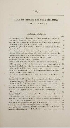 Table des Matières par ordre méthodique.