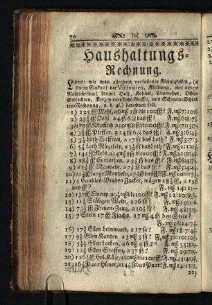 Haushaltungs-Rechnung