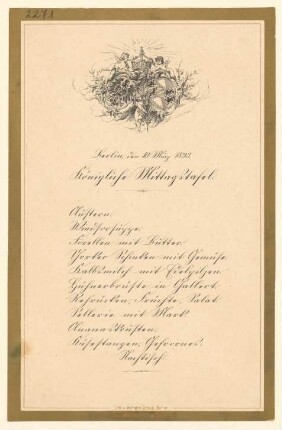 Menükarte : Königliche Mittagstafel