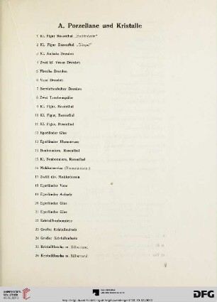 A. Porzellane und Kristalle (Nr.1-43)