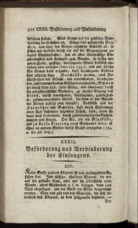 XXXII. Beförderung und Verhinderung des Einsaugens.