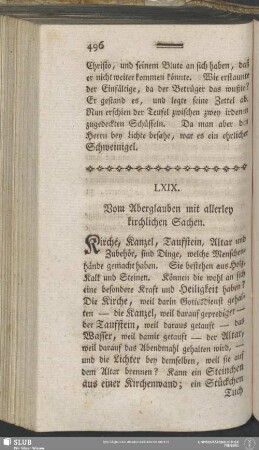 LXIX. Vom Aberglauben mit allerley kirchlichen Sachen