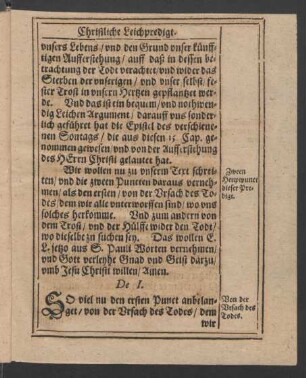 De I. So viel nu den ersten Punct anbelanget/ von der Ursach des Todes/ [..]