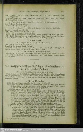 J. Die römisch-katholischen Geistlichen, Kirchendiener etc. im Königreiche Sachsen
