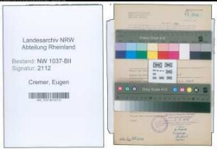 Entnazifizierung Eugen Cremer , geb. 19.11.1913 (Versich.Angestellter)