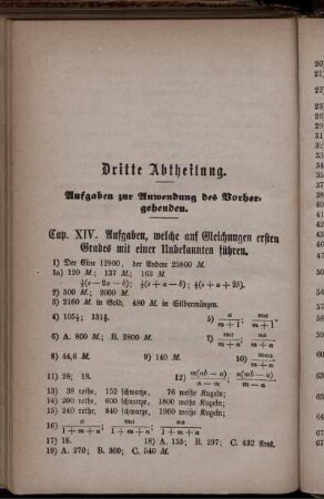 Dritte Abtheilung. Aufgaben zur Anwedung des Vorhergehenden.