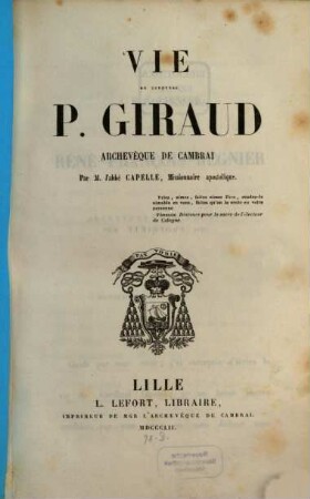 Vie du Cardinal Giraud, Archevêque de Cambrai