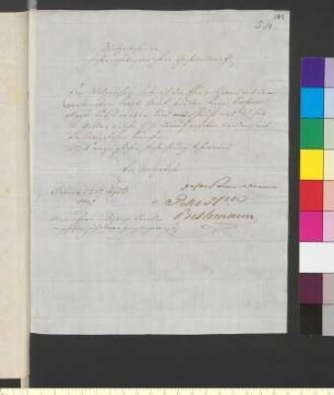 Brief von Bethmann-Metzler, Peter Heinrich von an Goethe, Johann Wolfgang von