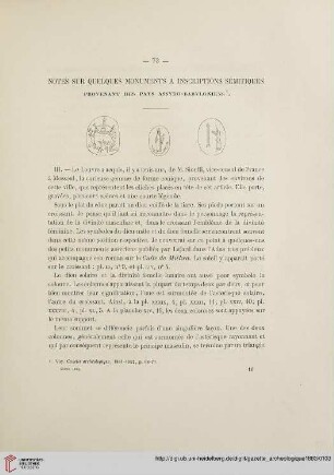 Notes sur quelques monuments à inscriptions sémitiques provenant des pays assyro-babyloniens