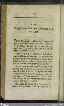 XXII. Nachgedanken über eine Kraftsuppe nach dem Tode