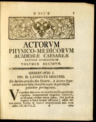 Actorum Physico-Medicorum Academiae Caesareae Naturae Curiosorum Volumen Decimum