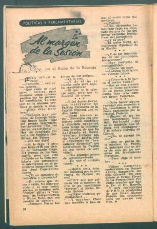 Al margen de la sesión : Políticas y parlamentarias