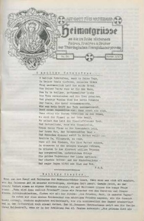 24.1917: Heimatgrüsse an die im Felde stehenden Patres, Fratres u. Brüder der Thüringischen Franziskanerprovinz