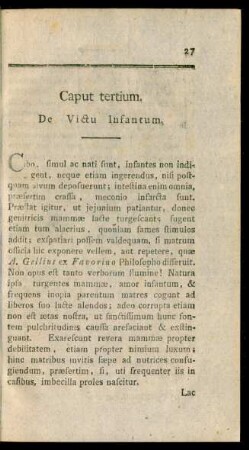 Caput tertium. De Victu Infantum