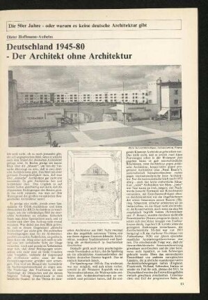 Die 50er Jahre - oder warum es keine deutsche Architektur gibt