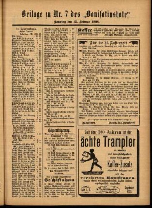 Zweite Ausgabe vom Sonntag, den 13. Februar 1898.