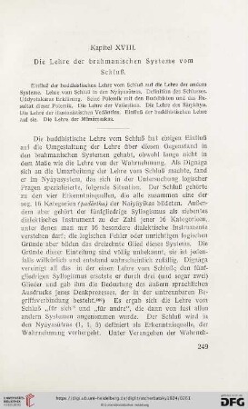 XVIII. Die Lehre der brahmanischen Systeme vom Schluß
