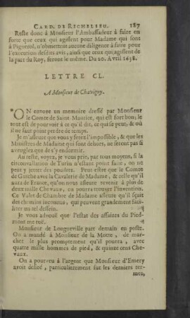 Lettre CL. - CLIX.