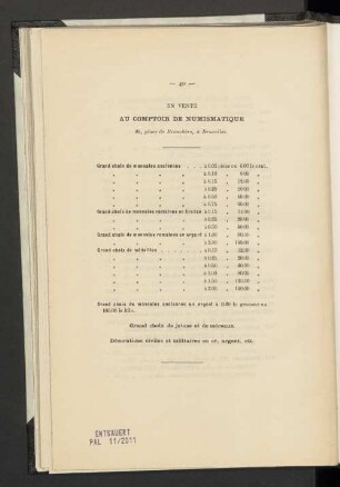 En vente au comptoir de numismatique 26, place de Brouckère, à Bruxelles