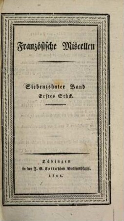 Französische Miscellen. 17. 1806