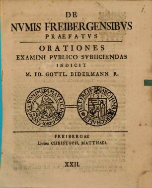 De Nvmis Freibergensibvs Praefatvs