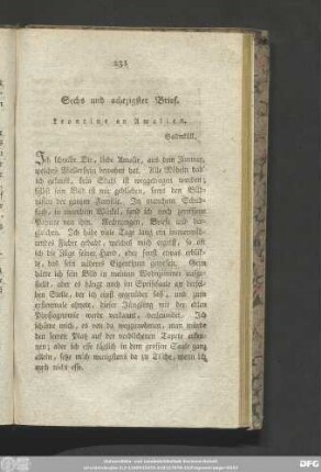 Sechs und achtzigster Brief. Leontine an Amalien.