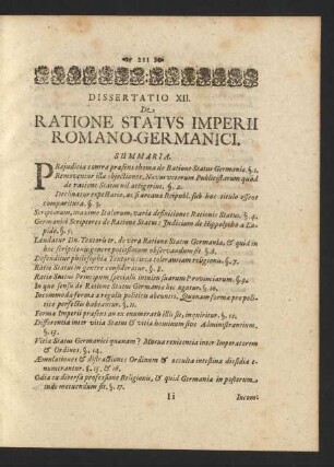 Dissertatio XII. De ratione status imperii romano-germanici